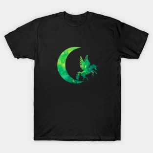 Green Crescent Moon and Unicorn T-Shirt